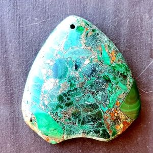 New Unique Natural Malachite and Pyrite Pendant.